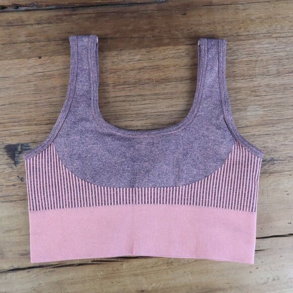 Other - PEACH & BLACK RIBBED LONGLINE SPORTS BRA SIZE XS